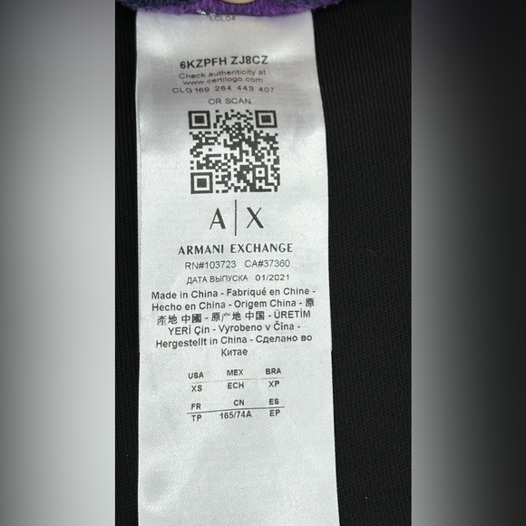 A|X ARMANI EXCHANGE Men's Drawstring French Terry Iridescent Logo Joggers - Picture 7 of 8